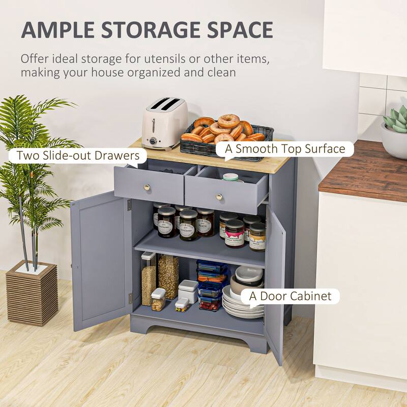 Sideboard Buffet Cabinet, Double Door Kitchen Cabinet, Coffee Bar Storage with 2 Drawers, Adjustable Shelf
