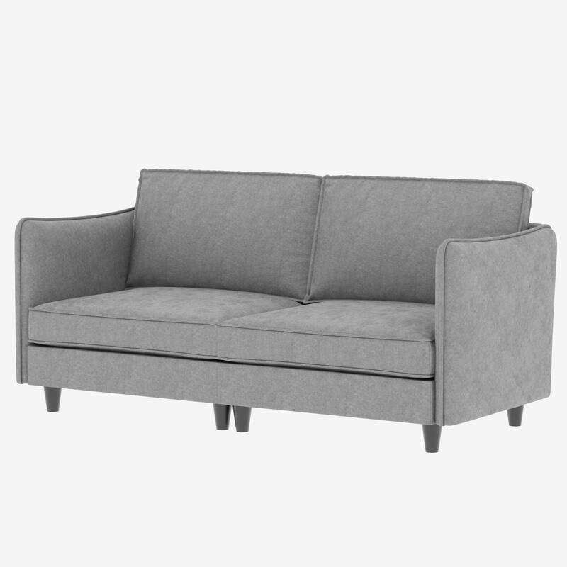 Simple Sofa Couch Loveseat with Side Storage Pockets, 2-Seater Settee Wood Sofa Couch with Wood Frame
