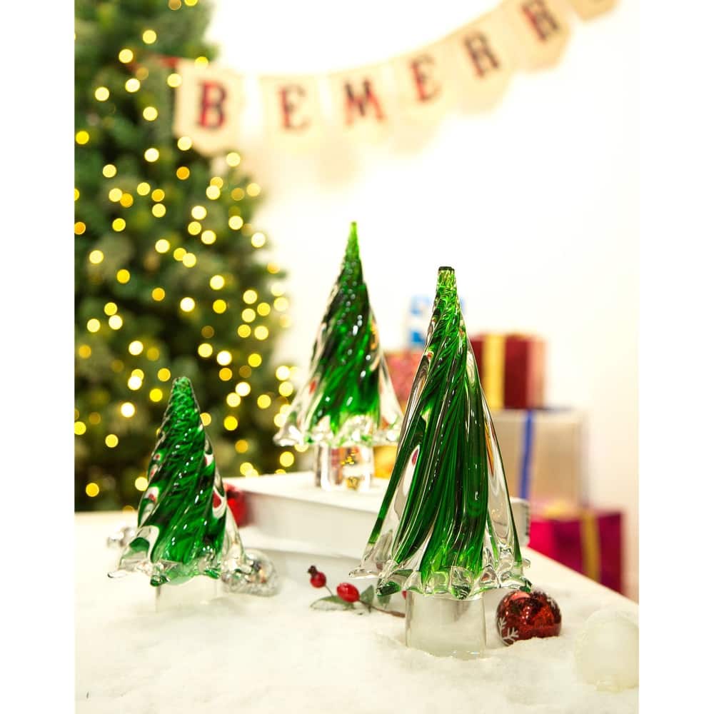 Glitzhome Table Decor Glass Christmas Tree