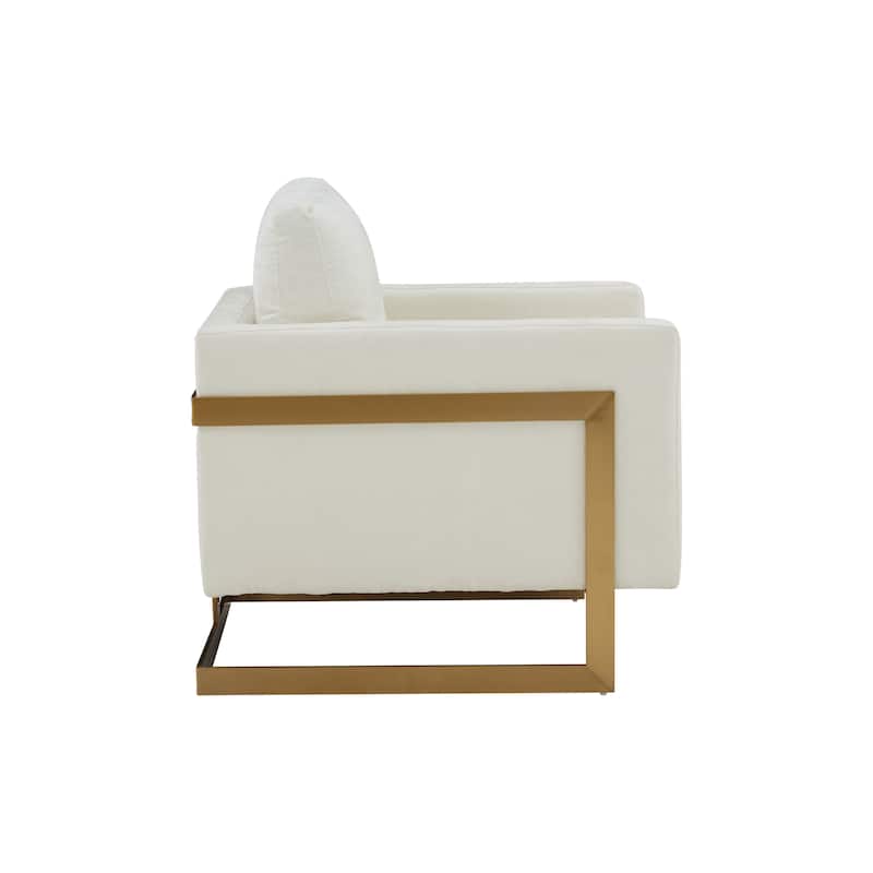 Modrest Prince Contemporary Cream & Gold Fabric Accent Chair