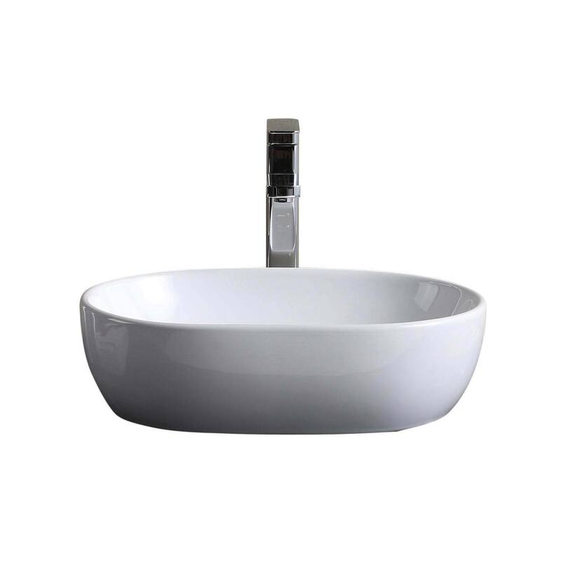 Fine Fixtures White Vitreous China Oval-shaped Vessel Bathroom Sink