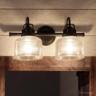 Luxury Industrial/Farmhouse Bronze Bathroom Vanity Light - 8-3/4"H x 17"W x 7-1/4"Dep