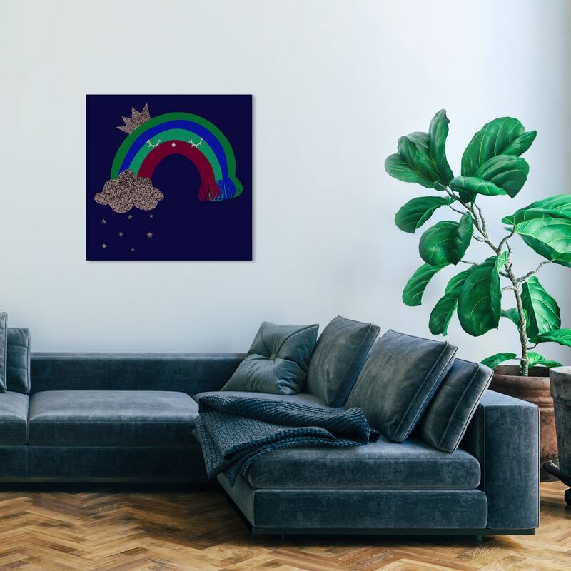 Wynwood Studio Prints Fantasy and Sci-Fi Starry Glitter Rainbow Yellow and Yellow Modern & Contemporary Wall Art Canvas Print - 30 x 30