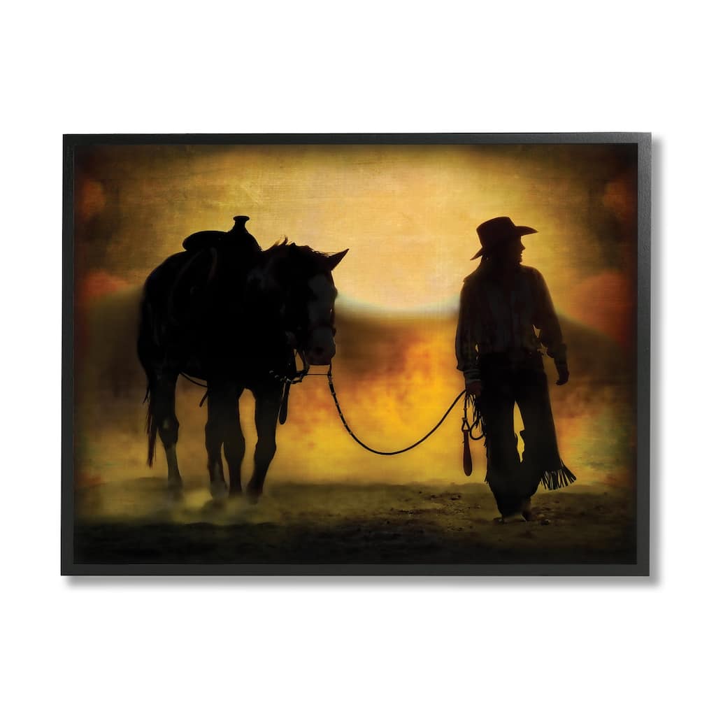 Stupell Cowgirl & Horse Silhouette Framed Giclee Art Design by PBurchettePhoto