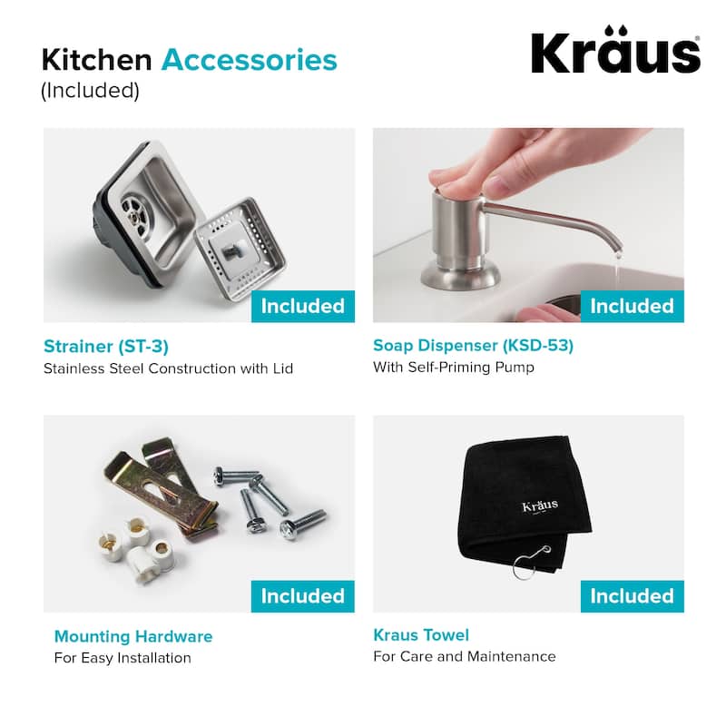 Kraus Pax 24" Undermount Single Basin Stainless Steel Kitchen Sink
