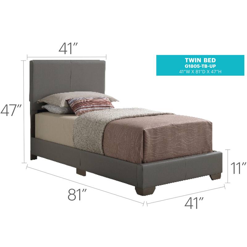 Twin Bed in Light Grey, Stylish and Comfortable