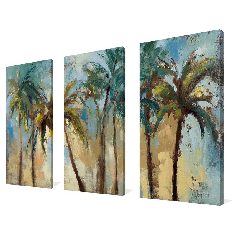 "Island Morning Palms" 3 Piece Set on Canvas