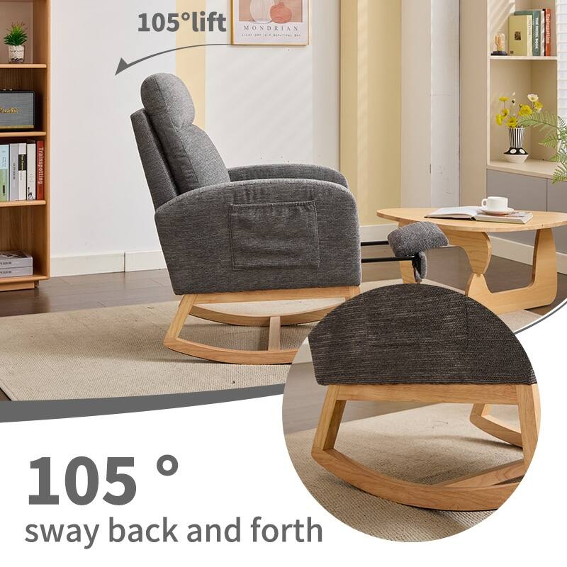 Anmytek Soft Teddy Upholstered Nursery Glider Rocking Chair Comfortable Modern Accent Armchair