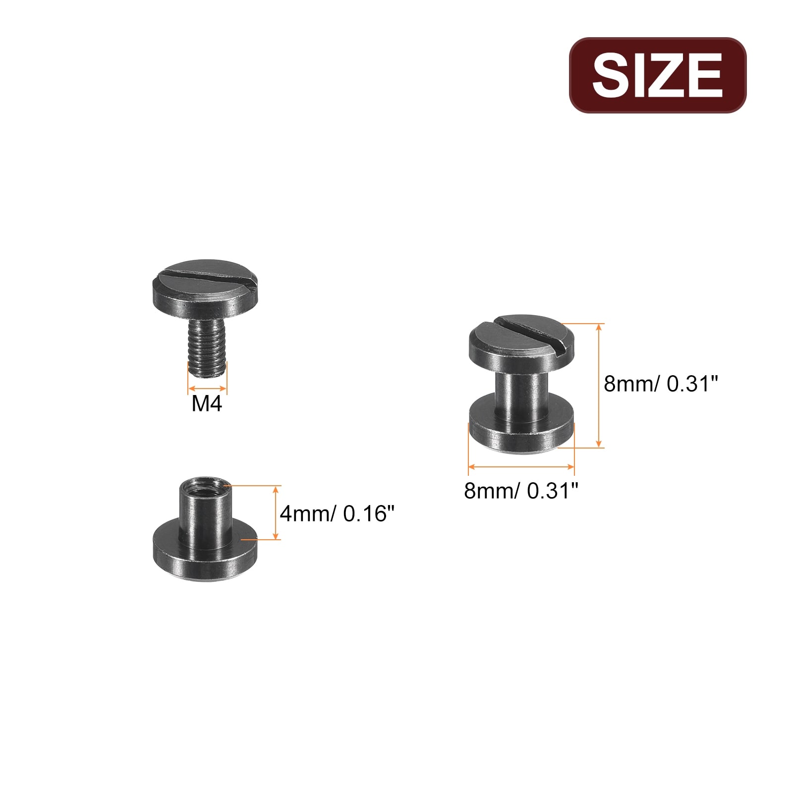 Brass Chicago Screws, Flat Head Screw Back Binding Post Nail Stud Rivets for Leather Craft Belt Strap