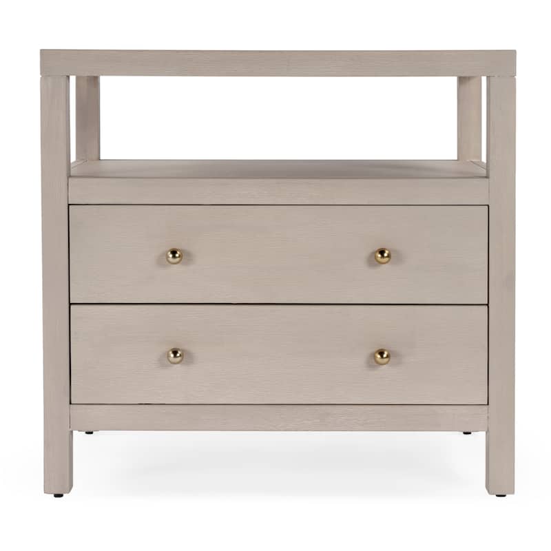Nora 2-Drawer Wood Wide Nightstand