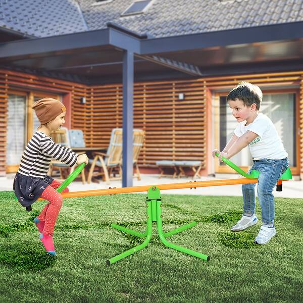 slide 2 of 5, Outdoor Children's Rotating See-saw Green - See Saw - Kids