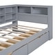 preview thumbnail 64 of 105, L-shape Daybed Wooden Sofa Bed Corner Bed with Bookcase Guardrail Built-in USB Charging Ports, Space-saving Bed