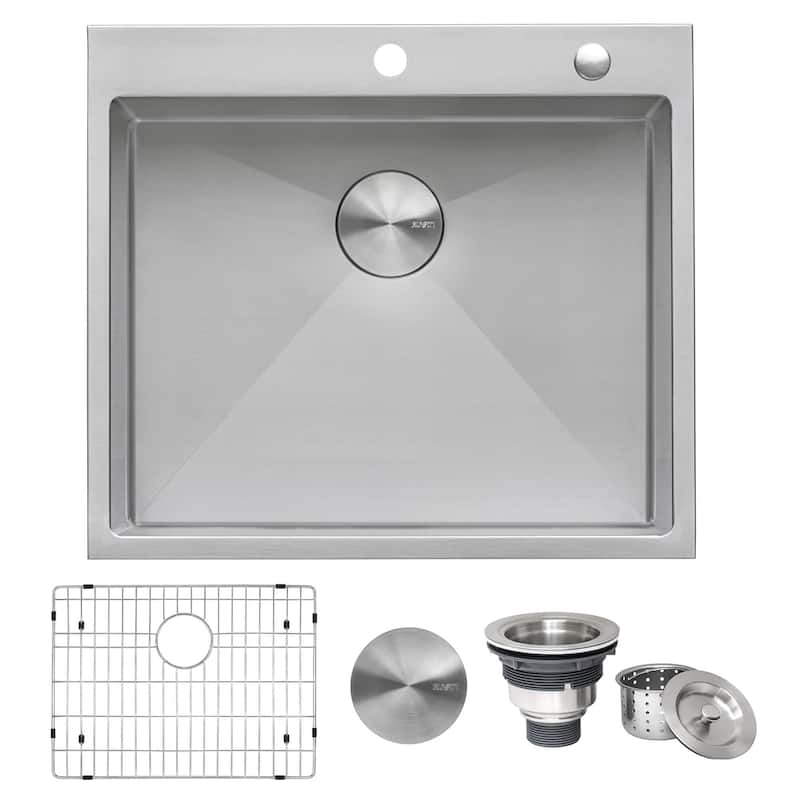 Ruvati 21 inch Drop-in Topmount Rounded 16 Gauge Stainless Steel Kitchen Sink Single Bowl - RVH8071 - 21" x 20″