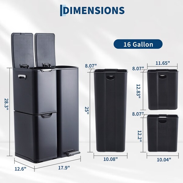 GARBAGE TIME 1.3.4QUARTER　各1BOXセット 3 in 1 Kitchen Trash Can, 16 Gal Triple Compartment Garbage Can