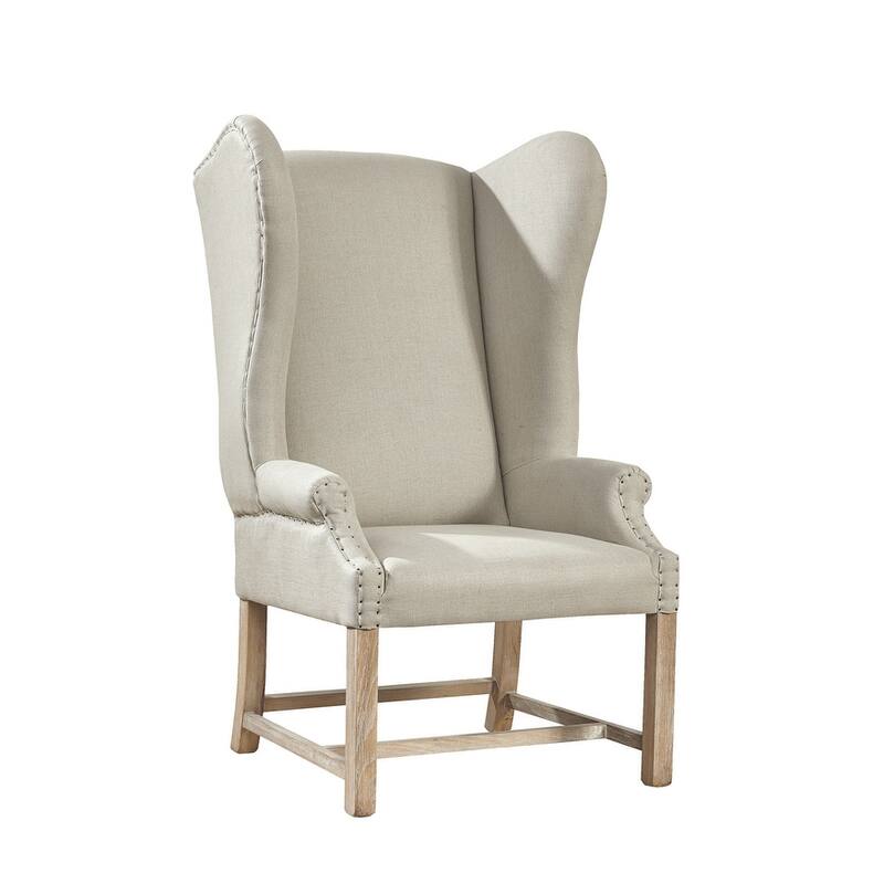 Grand Linen Wingback Chair