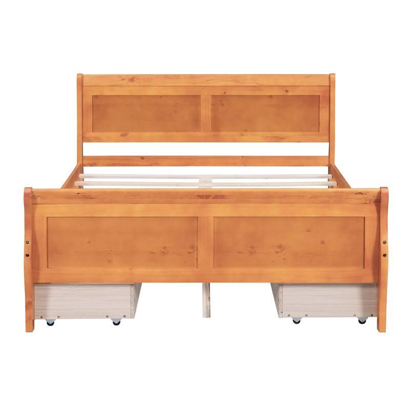 Platform Bed with 4 Drawers and Streamlined Headboard