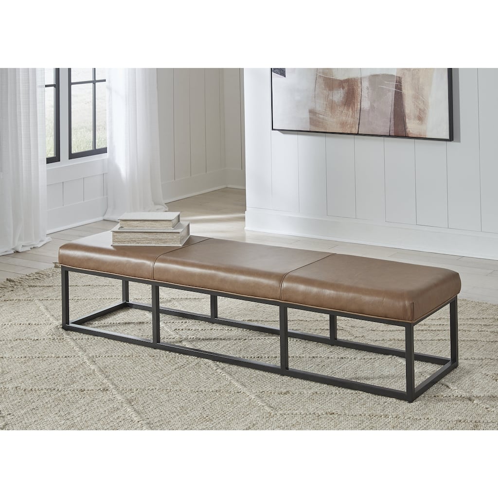 Signature Design by Ashley Joston Brown/Black Accent Bench - 70.87" W x 18.87" D x 15.75" H