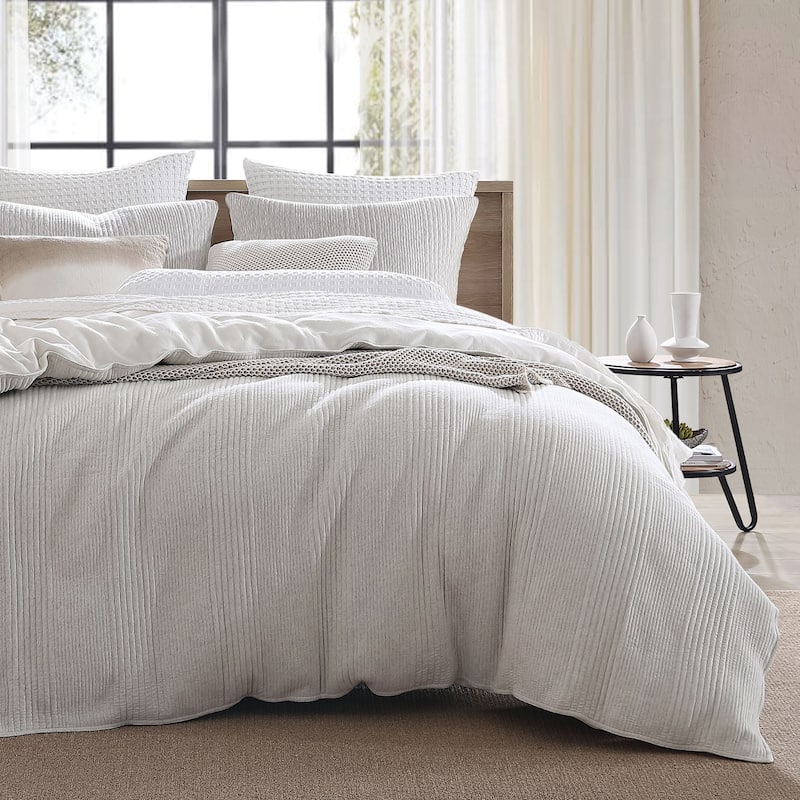 DKNY PURE Ribbed Jersey Duvet Set - Heather Gray - King