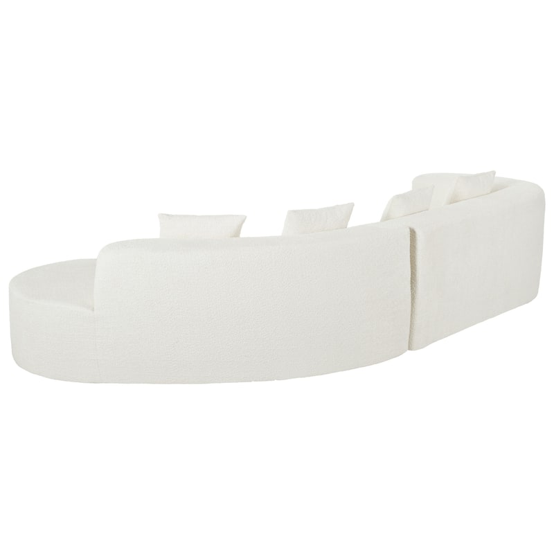 Curved Design Chenille Sectional Sofa, Modern Modular Couch with 4 Pillows, Plush Sponge and Spring Cushion, Sponge Sofa