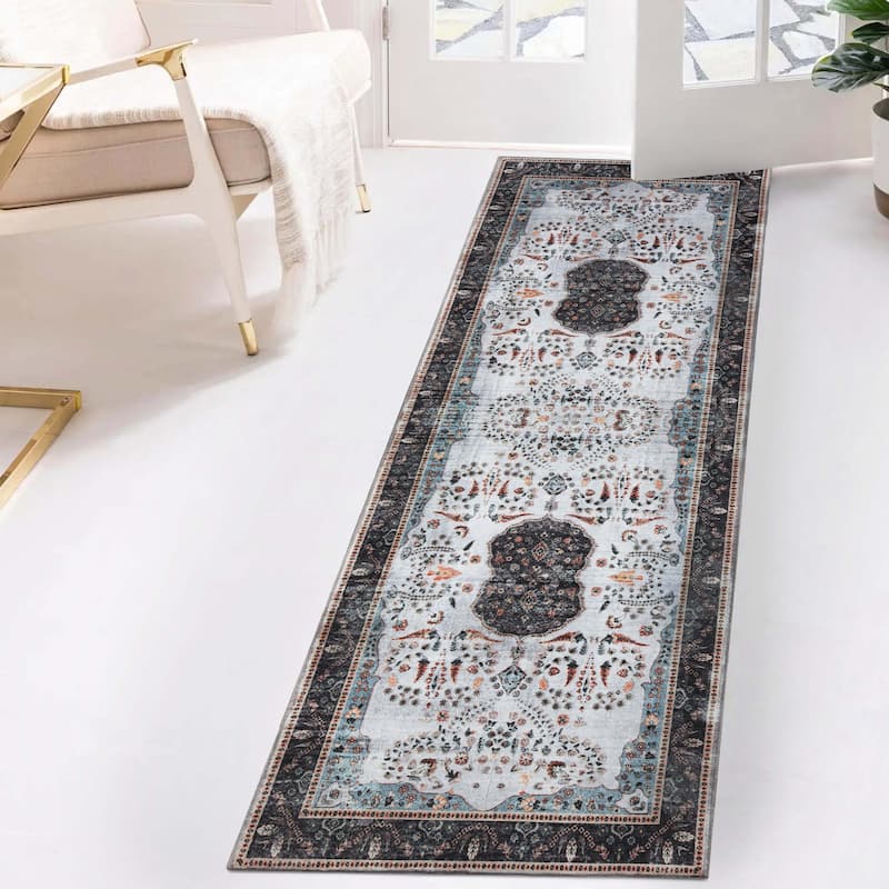 Superior Sparrow Medallion Machine Washable Indoor Area Rug or Runner - 2' 7" x 8'