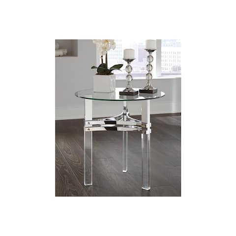 Braddoni Round End Table Chrome Finish Round End Table - 24.0 In. W X 24.0 In. H X 23.0 In. D