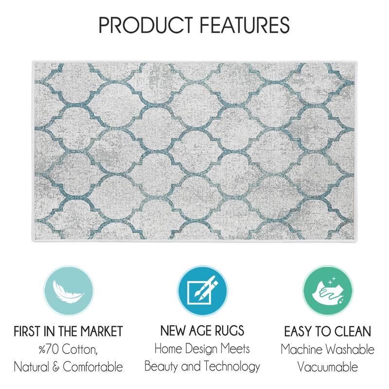 SussexHome Non-Skid Ultra-Thin Area Rugs for Laundry Room, Entryway, Bathroom and Kitchen - Washable Multipurpose Floor Mat