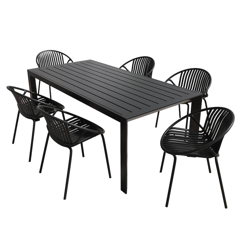 Christopher Knight Home - Emma Outdoor Aluminium and Resin 7 Piece Dining Set