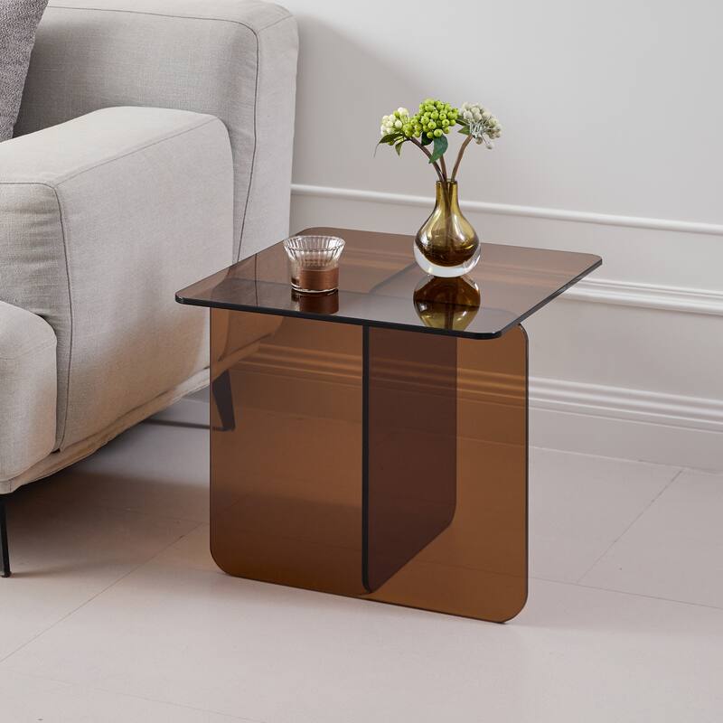 Tempered Glass SideTable, Small Tea Table Night Stand Tempered Glass Sofa Table