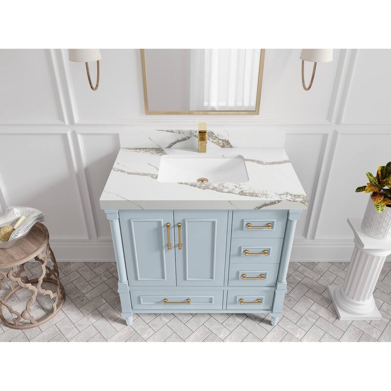 Willow Collections 36 in. W x 22 in. D Aberdeen Center Sink Left Bathroom Vanity with Countertop