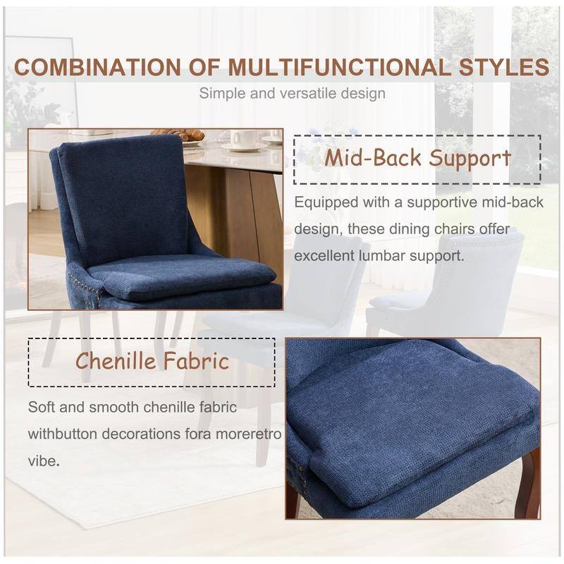 Modern Double-layer Cushioned Dining Chairs Set of 2