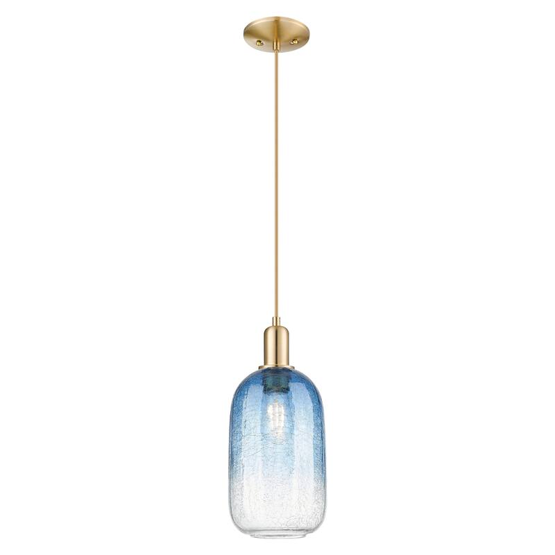 Innovations Lighting Downtown Urban - Brookhaven Cloche - 1 Light 7" Cord Hung Mini Pendant - Champagne Bronze/Sapphire Blue Shade