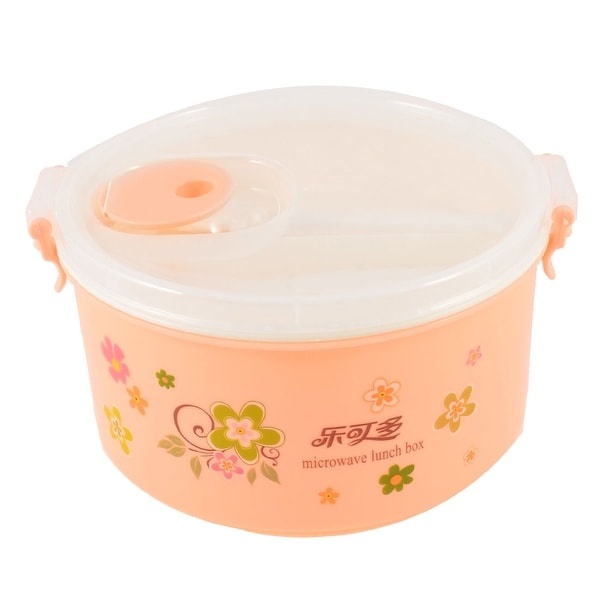 Unique Bargains Camping Picnic Detachable Lid Hole Design Light Pink Clear Food Holder Lunch Box