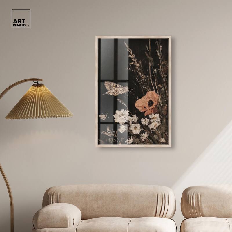 Poppy and Moth II Shadowbox by Art Remedy