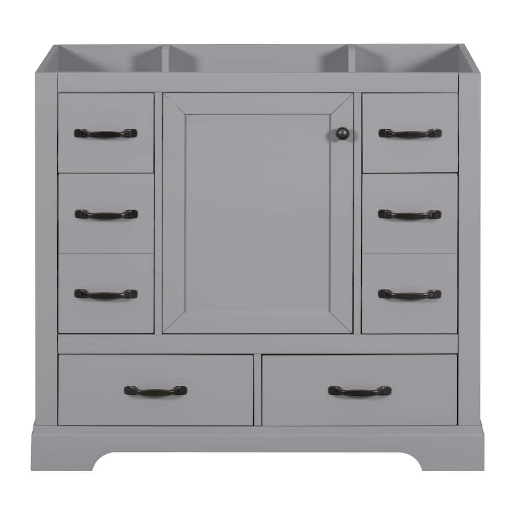 GDFStudio - Avalon 36-Inch Bathroom Vanity Cabinet Base Only, Six Drawers, Multi-Functional Drawer Divider, Painted Finish