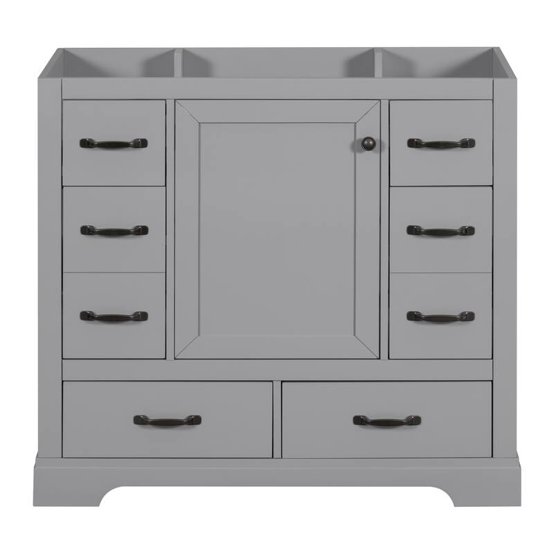 Modern 36 inch Bathroom Vanity Base without Sink, Bathroom Storage Cabinet with 6 Drawers and Adjustable Shelf
