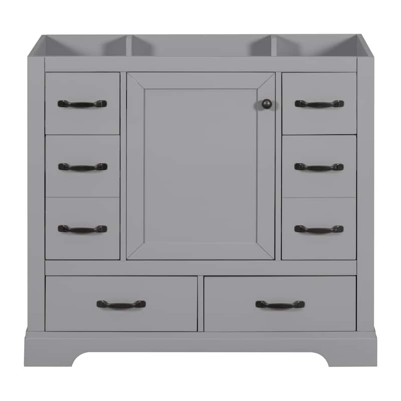 Roomfitters 36" Bathroom Vanity without Sink, Cabinet Base Only, 6 Drawers, Drawer Divider and Adjustable Shelf