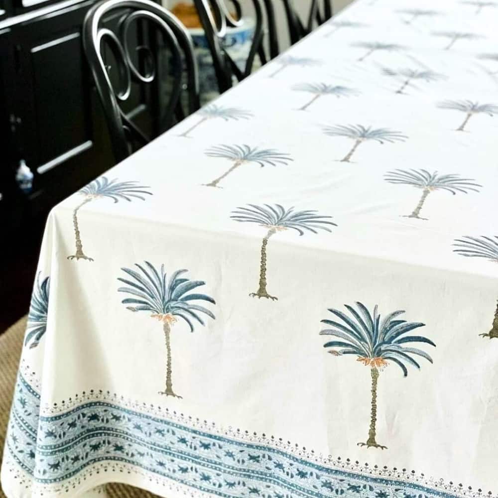 Coastal Tablecloth - Palm Tree Blue rectangular