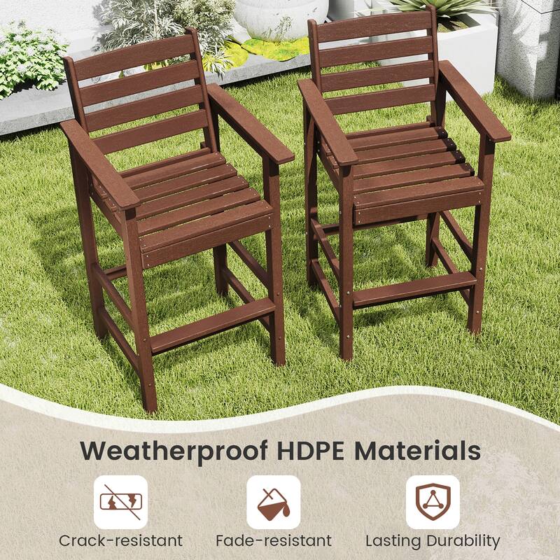 Gymax Patio Bar Stools Set of 4 Tall Adirondack Chair w/ Backrest