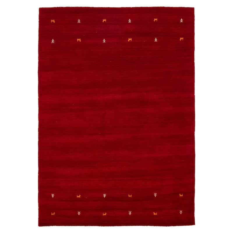 Kashkuli Gabbeh Red Rug 6'6" x 8'0" - 6'6 x 8'0 - Red - 6'6 x 8'0