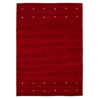Kashkuli Gabbeh Red Rug 6'6" x 8'0" - 6'6 x 8'0