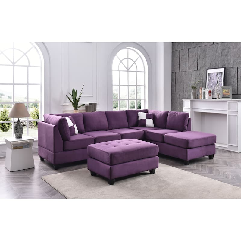 Gallant Microsuede Sectional Sofa - Purple
