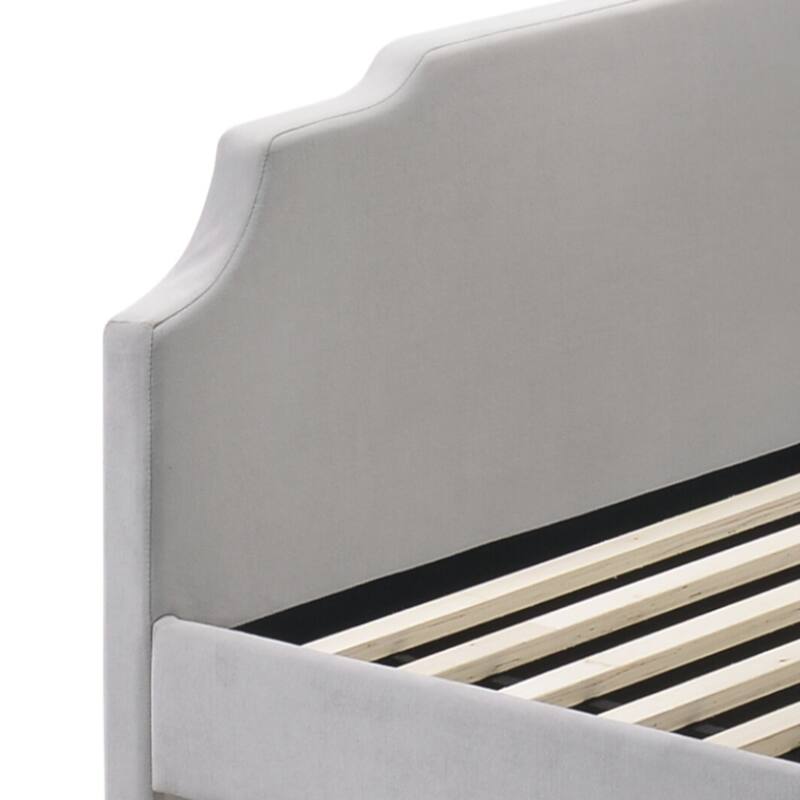 Peridot Dove Gray Velvet Daybed W/Trundle (Twin)