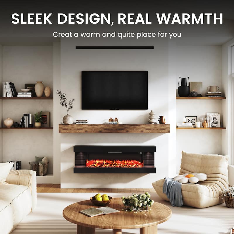 3-Sided Electric Fireplace, Wall Mounted LED Electric Fireplace