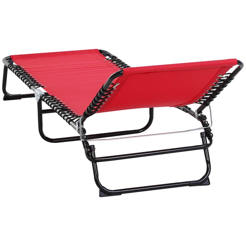 Outsunny Outdoor Folding Chaise Lounge Chair Portable Lightweight Reclining Garden with 4-Position Adjustable Backrest