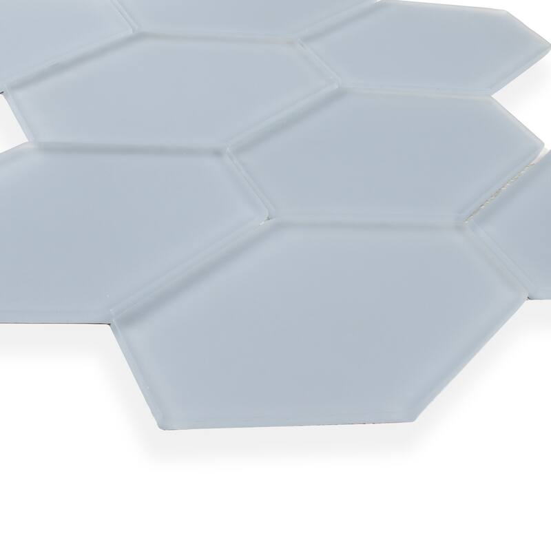 Long Hex 11 in. x 11 in. Glass Mesh-Mounted Mosaic Tile