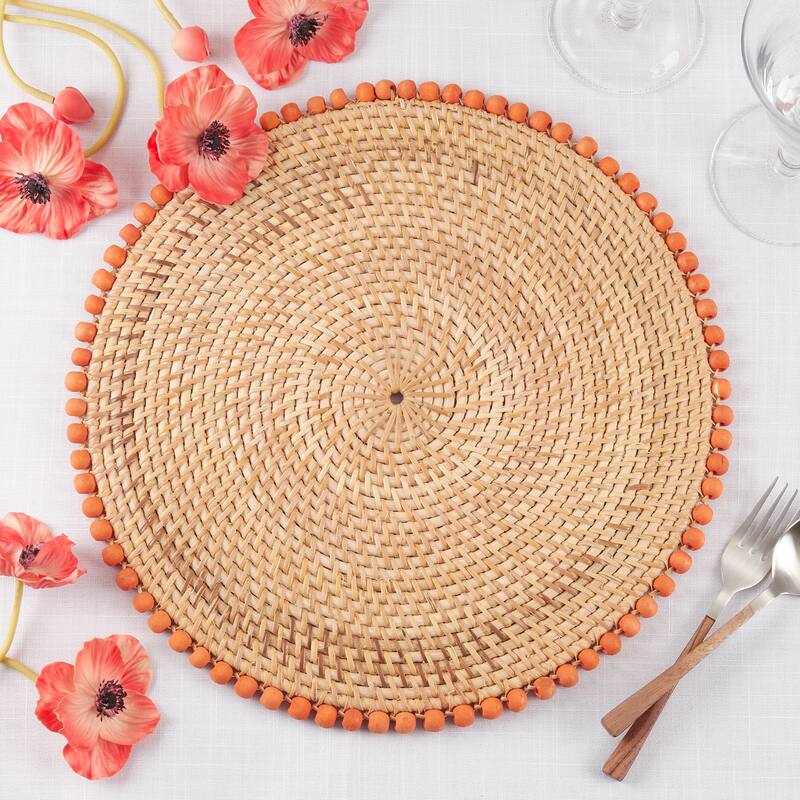 Beaded Border Design Table Mats (Set of 4) - 15"x15"