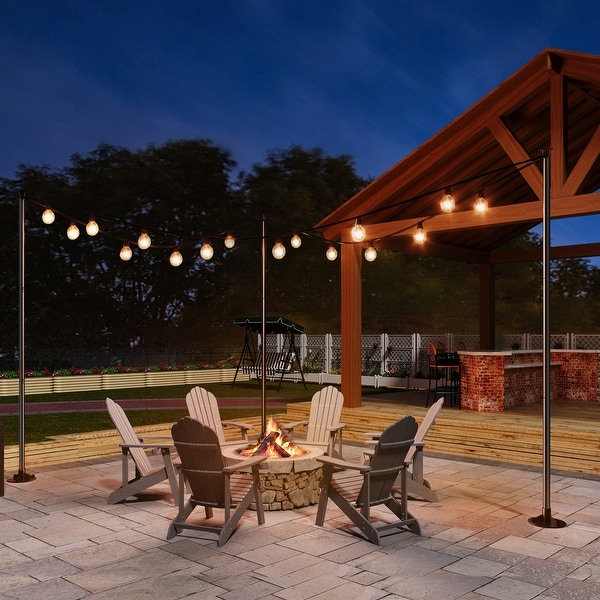 Moasis 6 Pack Outdoor String Light Poles 11ft 4 in 1 Outside String Lights Pole Stand for Patio Deck Fence Black
