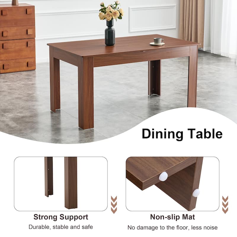 Modern Expandable Walnut Dining Table with Double Drop Leaves Space Saving Rectangular Kitchen Table for Small or Large Spaces