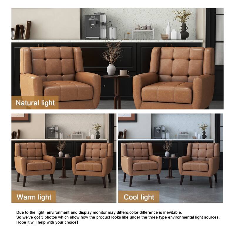 Set of 2 Tufted Upholstered Accent Armchair