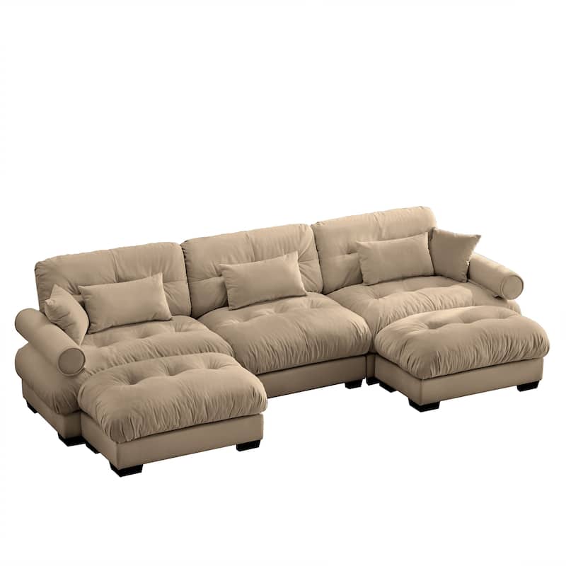 U-Shape 3 Deep Seat Modular Sofa Couch with 2 Movable Ottomans